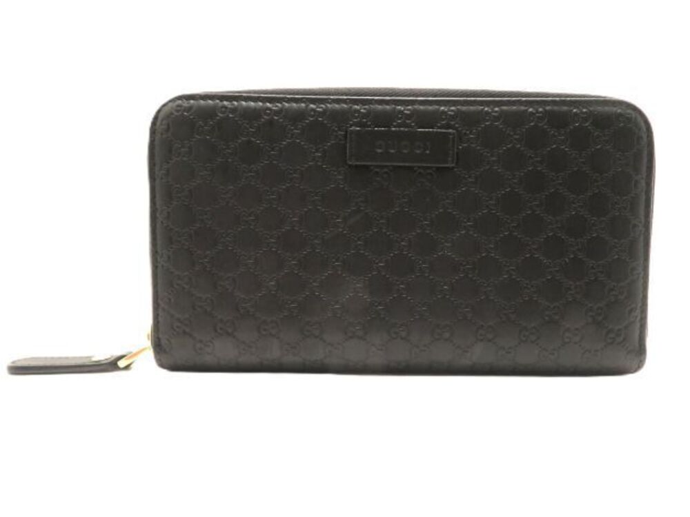 Gucci Microguccissima Round Long Wallet Black Leather Accessories